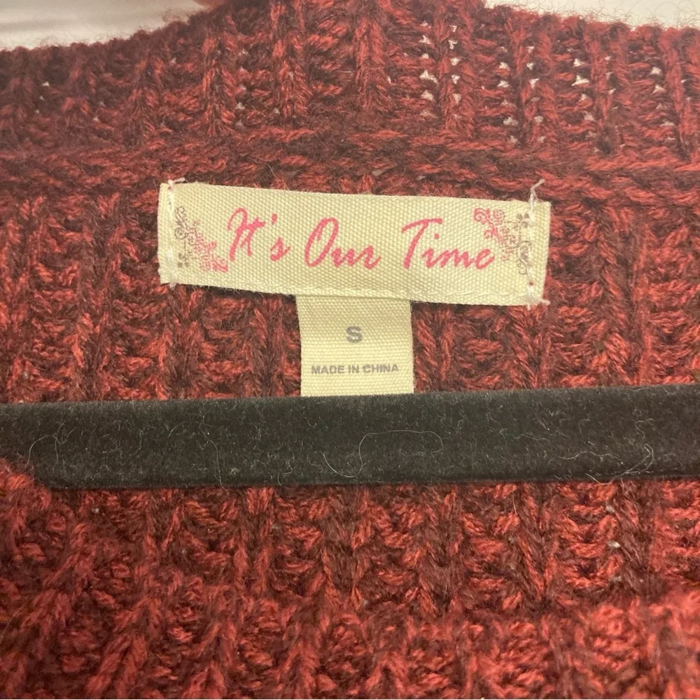 It’s Our Time Burgundy Knit Sweater with Ring Details - Picture 4 of 9